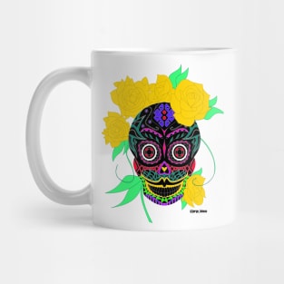 lady catrina in deadly flowers in mexican ecopop pattern skull Mug